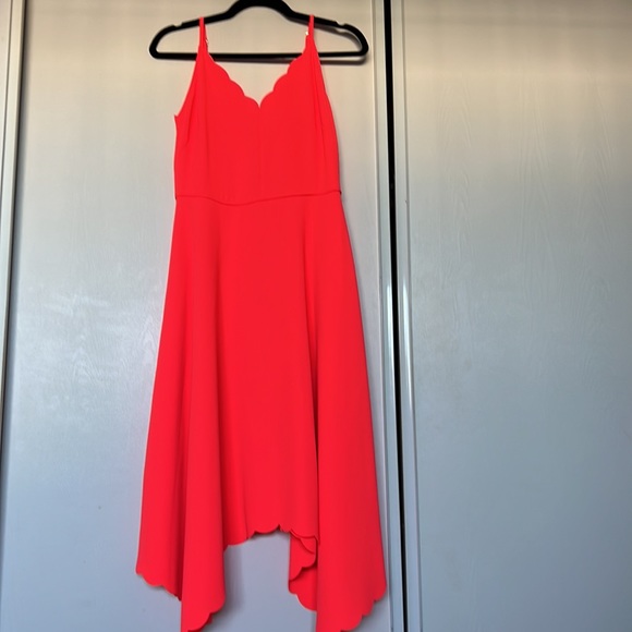 Ted Baker Simbah Scallop Asymmetric Hem Dress Mid Orange 2 (US size 8) - Picture 1 of 11